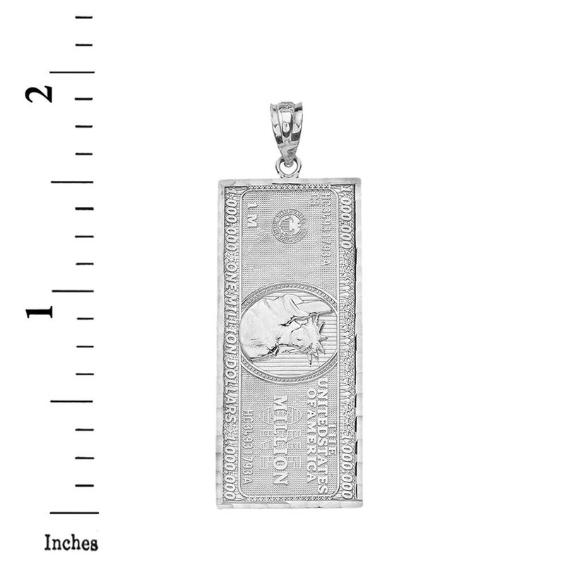 Claddagh Gold Fine 925 Sterling Silver $1 Million Dollar Bill Necklace Pendant (Small) - Image 2